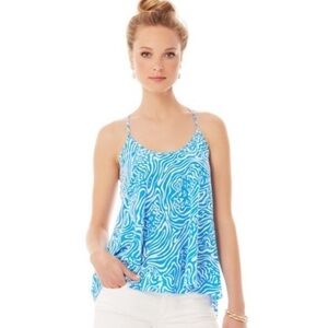 LILLY PULITZER MAISY SOLAR BLUE NIGHT SWIMMING RACERBACK CAMISOLE TANK TOP S